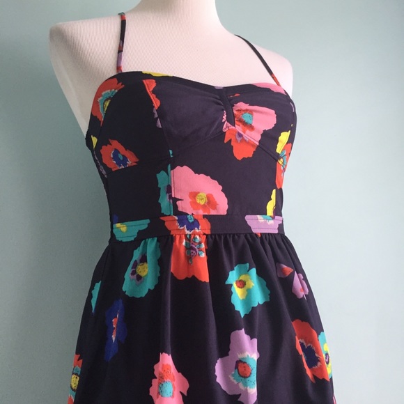 AEO Navy Pansy Floral Strappy Summer Sundress - Picture 2 of 5
